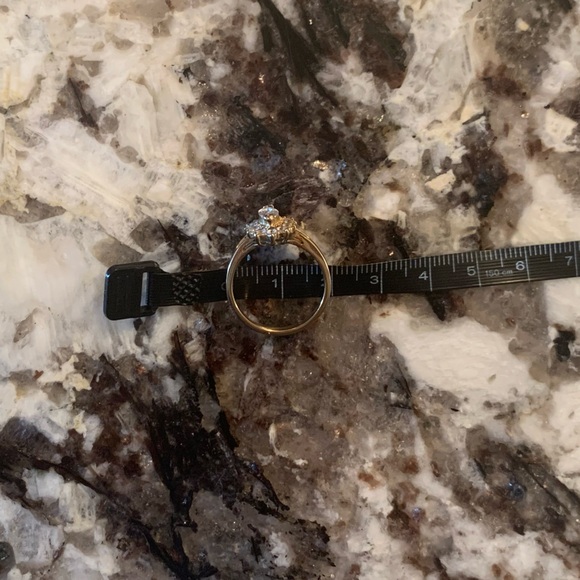 Vintage Gold Plated CZ Cluster Ring, Stainless Steel, Approx. Size 8 - Picture 3 of 6